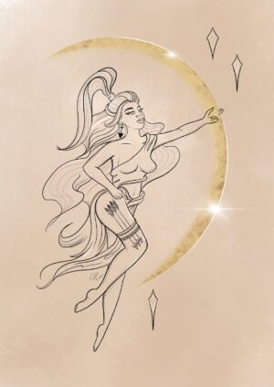 Sagittarius Fine-Line Goddess Print