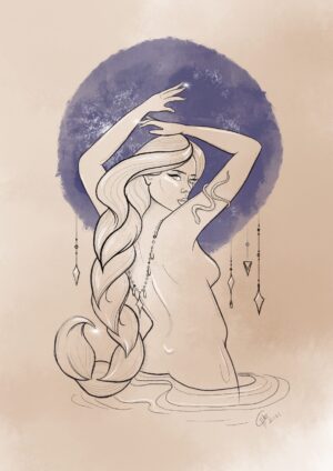 Scorpio Fine‑Line Goddess Print
