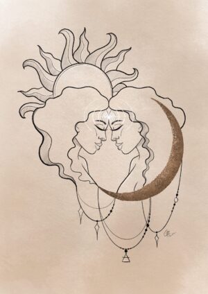 Gemini Fine-Line Goddess Print